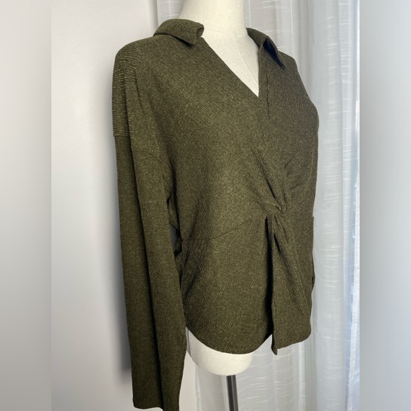 NWT Madewell Green Twist-Front Long-Sleeve Top Size Large - Picture 5 of 10